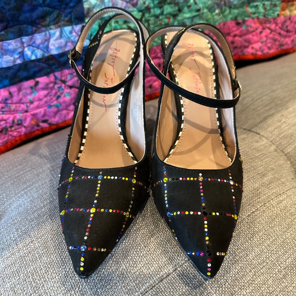 Like new Betsey Johnson heels with adjustable ankle strap. Size 7.5/8.